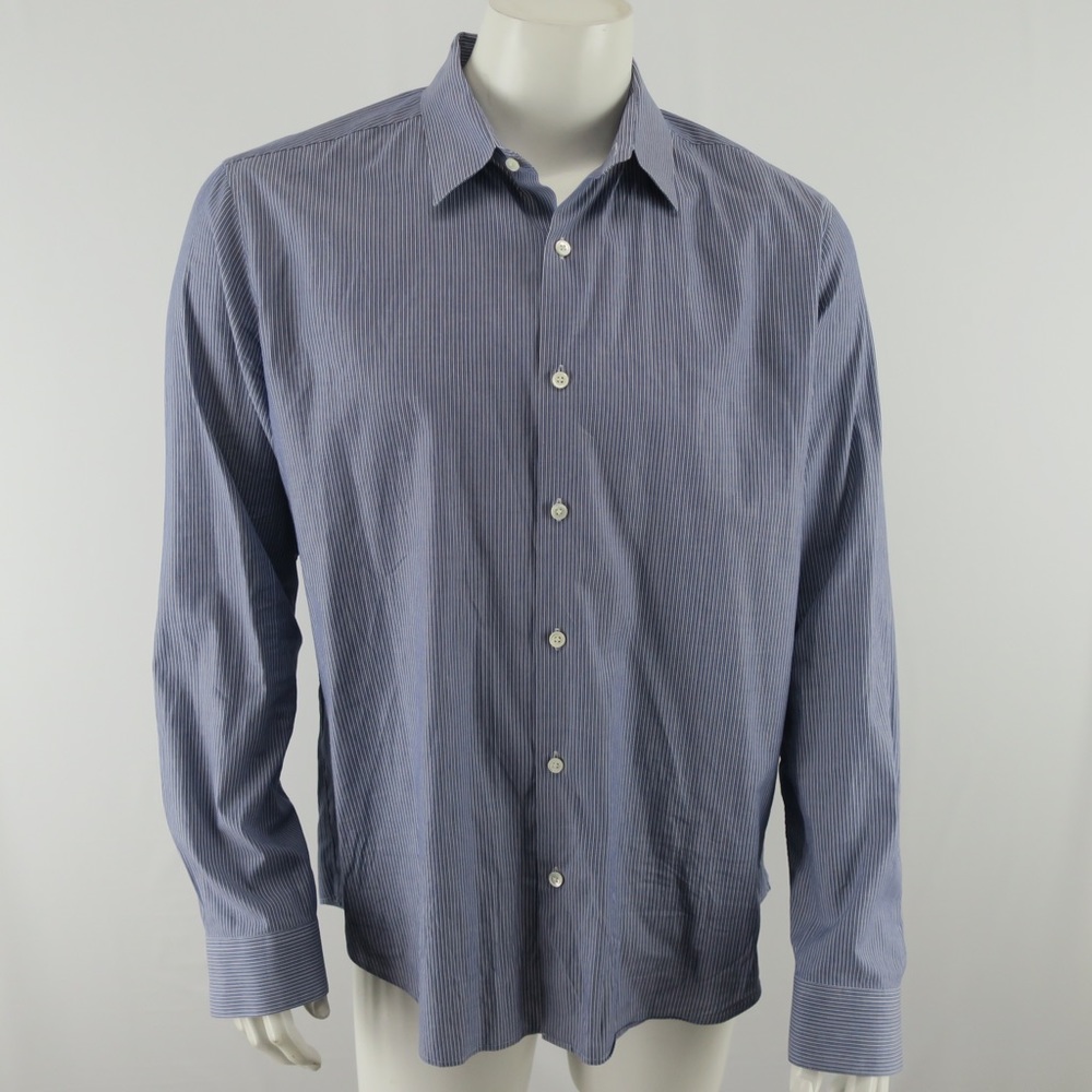 Theory Button Up Long Sleeve Shirt Mens XL Blue Striped Cotton/Elastane